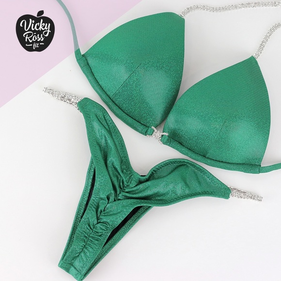 Emerald Plain Competition Bodybuilding Posing Suit